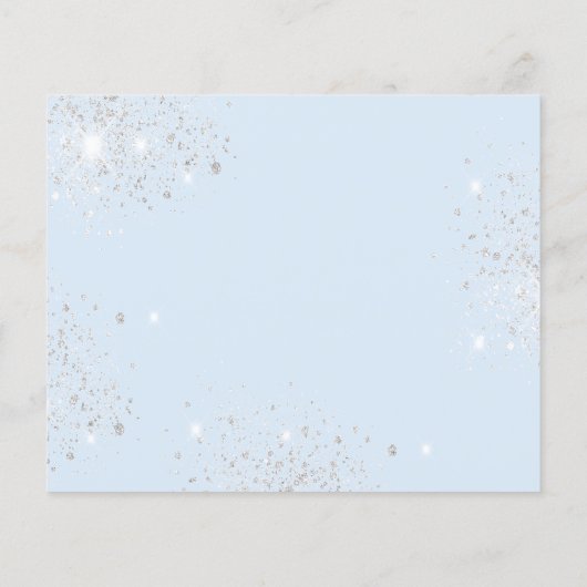 Zoete 16 babyblauwe budget zilveren save the date flyer (Achterkant)