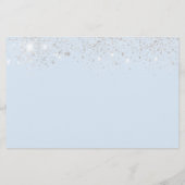 Zoete 16 babyblauwe zilveren glitter save the date (Achterkant)