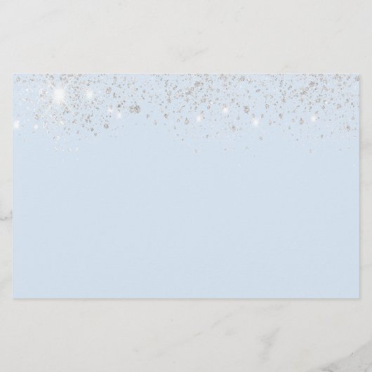 Zoete 16 babyblauwe zilveren glitter save the date (Achterkant)