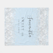 Zoete 16 babyblauwe zilverglitterstofnaam fleece deken (Voorkant (Horizontaal))