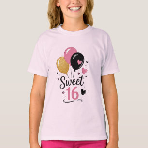 Zoete 16 ballonnen tiener meisjes grafische T-shir T-shirt