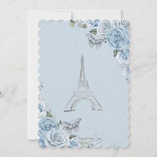 Zoete 16 Birthday Baby Blue Floral Paris Silver Kaart (Achterkant)