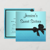 Zoete 16 Birthday Blue Bow Kaart (Voorkant / Achterkant)