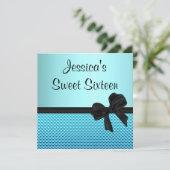 Zoete 16 Birthday Blue Bow Kaart (Staand voorkant)