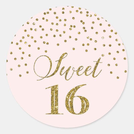 Zoete 16 Birthday Blush Pink Gold Confetti Ronde Sticker (Voorkant)