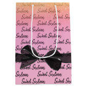 Zoete 16 Birthday Bow met Glitter Medium Cadeauzakje (Achterkant)