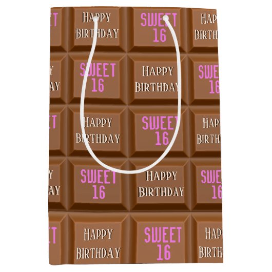 Zoete 16 Birthday Chocolate Snoep Bar Medium Cadeauzakje (Voorkant)
