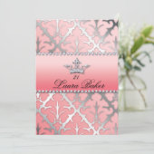 Zoete 16 Birthday Damask Baby shower Crown Kaart (Staand voorkant)