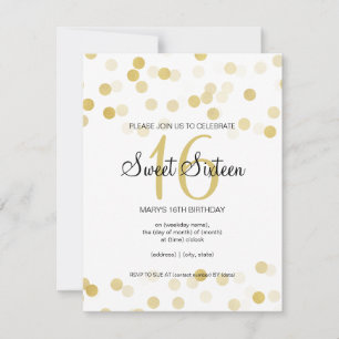 Zoete 16 Birthday Faux Gold Foil Glitter Lights Kaart