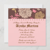 Zoete 16 Birthday Floral Pink Brown Kaart (Achterkant)