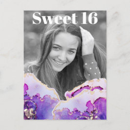 *~* Zoete 16 Birthday Foto Violet Abstract AP29 Uitnodiging Briefkaart