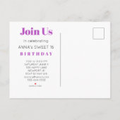 *~* Zoete 16 Birthday Foto Violet Abstract AP29 Uitnodiging Briefkaart (Achterkant)