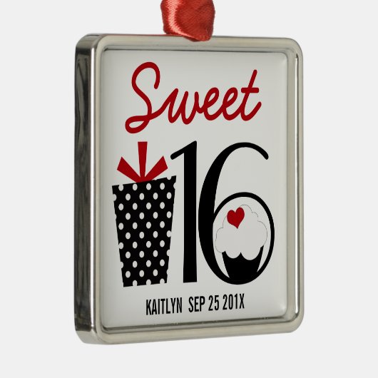 Zoete 16 Birthday gepersonaliseerd Keepomwille Metalen Ornament (Rechts)
