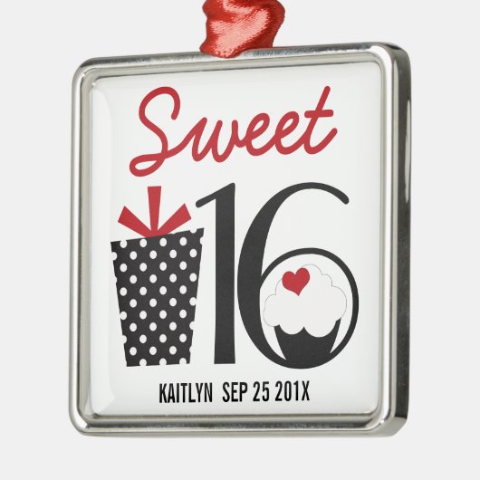 Zoete 16 Birthday gepersonaliseerd Keepomwille Metalen Ornament (Links)