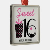 Zoete 16 Birthday gepersonaliseerd Keepomwille Metalen Ornament (Rechts)