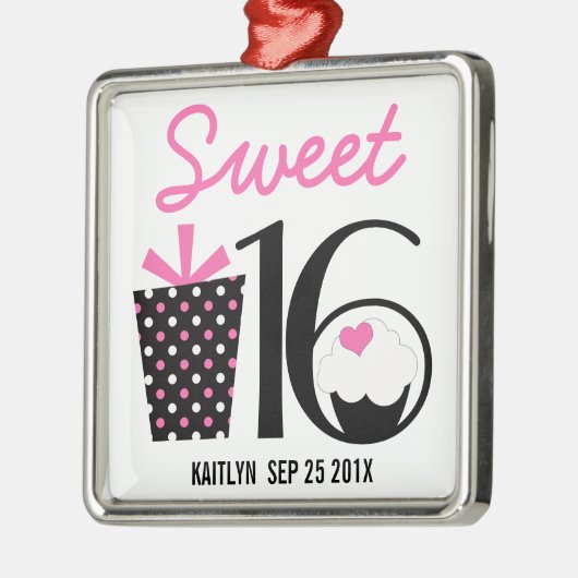Zoete 16 Birthday gepersonaliseerd Keepomwille Metalen Ornament (Links)