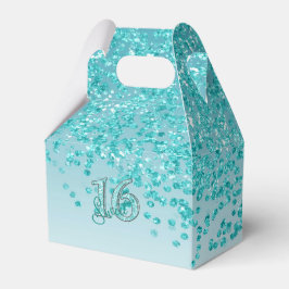 Zoete 16 Birthday Glam Blauwgroen Blue Glitter Bedankdoosjes
