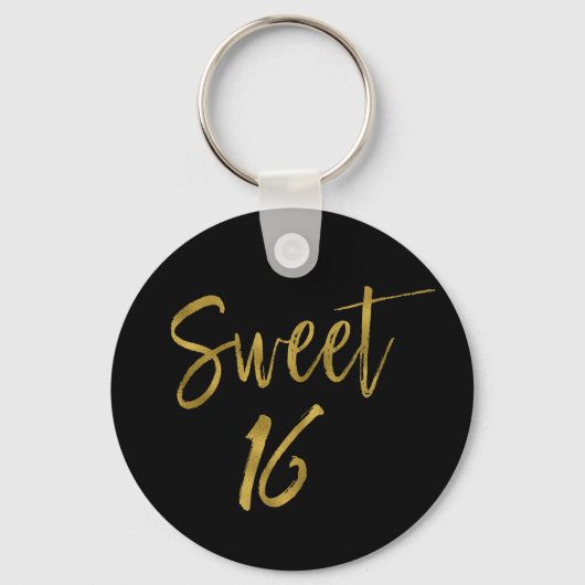 Zoete 16 Birthday Gold Foil Sleutelhanger (Voorkant)