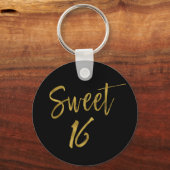 Zoete 16 Birthday Gold Foil Sleutelhanger (Voorkant)