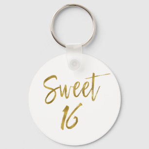 Zoete 16 Birthday Gold Foil Sleutelhanger