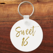 Zoete 16 Birthday Gold Foil Sleutelhanger (Voorkant)