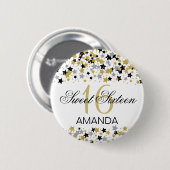Zoete 16 Birthday Gold Glitter Star Confetti Ronde Button 5,7 Cm (Voorkant /achterkant)