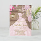 Zoete 16 Birthday - Hout en roze bloemen Kaart (Staand voorkant)