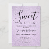 Zoete 16 Birthday Lavender Glitter look Paint Kaart (Voorkant)