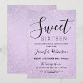 Zoete 16 Birthday Lavender Glitter look Paint Kaart (Voorkant / Achterkant)