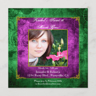 Zoete 16 Birthday Mardi Gras Party Kaart