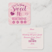 Zoete 16 Birthday Note Card Notitiekaartje (Voorkant / Achterkant)