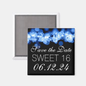 Zoete 16 Birthday Party Blue Bokeh Lights Magneet (Voorkant / Achterkant)