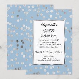 Zoete 16 Birthday Party Blue Party Silver Bubbles Kaart