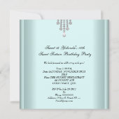 Zoete 16 Birthday Party Blue White Diamonds Kaart (Achterkant)