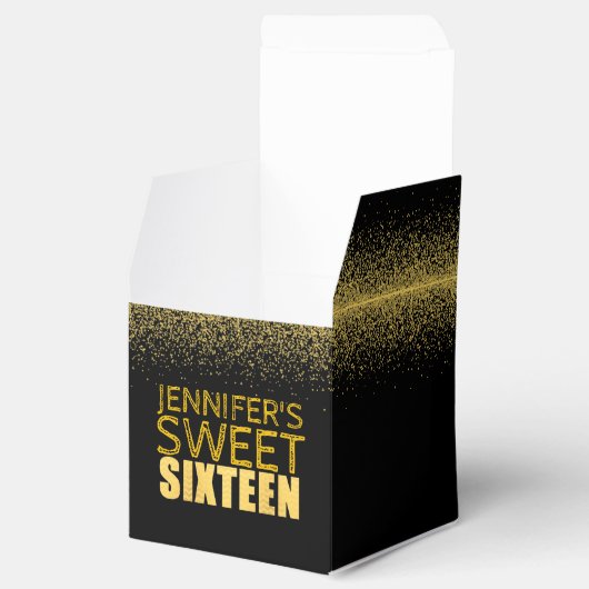 Zoete 16 Birthday Party Favor Box Fx Gold Glitter Bedankdoosjes (Geopend)
