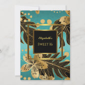 Zoete 16 Birthday Party Gold Blauwgroen zwarte flo Kaart (Achterkant)