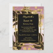 Zoete 16 Birthday Party Gold Pink Floral Kaart (Voorkant)