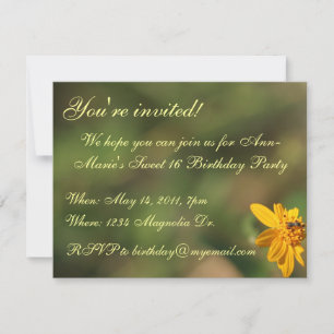 Zoete 16 Birthday Party Green Flower Invitation Kaart
