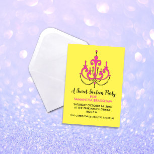 Zoete 16 Birthday Party Invitations (geel) Kaart