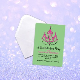 Zoete 16 Birthday Party Invitations (Green) Kaart