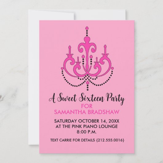 Zoete 16 Birthday Party Invitations (roze) Kaart (Voorkant)