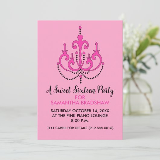 Zoete 16 Birthday Party Invitations (roze) Kaart (Staand voorkant)