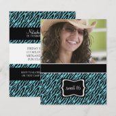 Zoete 16 Birthday Party Invitations {Zebra Print} Kaart (Voorkant / Achterkant)