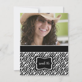 Zoete 16 Birthday Party Invitations {Zebra Print} Kaart