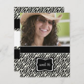 Zoete 16 Birthday Party Invitations {Zebra Print} Kaart (Voorkant / Achterkant)