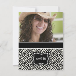 Zoete 16 Birthday Party Invitations {Zebra Print} Kaart
