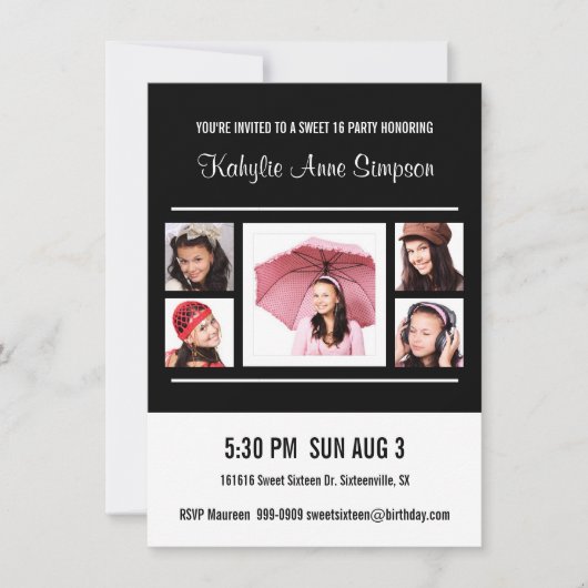 Zoete 16 Birthday Party met foto's Kaart (Voorkant)