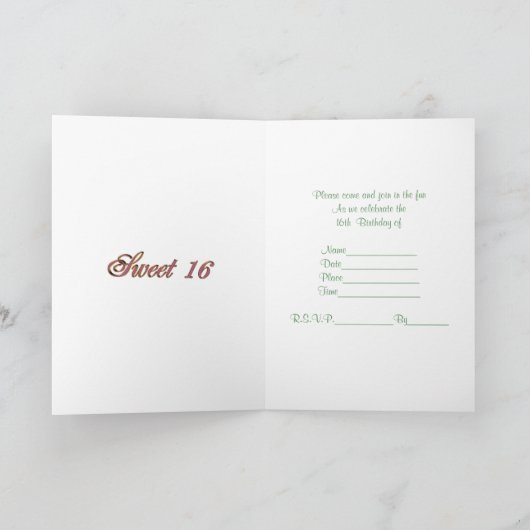 Zoete 16 Birthday party nodigt Victoriaans roos ui (Binnen)