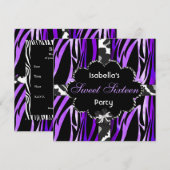 Zoete 16 Birthday Party Paars Black White Zebra Kaart (Voorkant / Achterkant)