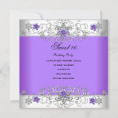 Zoete 16 Birthday Party Paarse White Diamond Kaart (Achterkant)